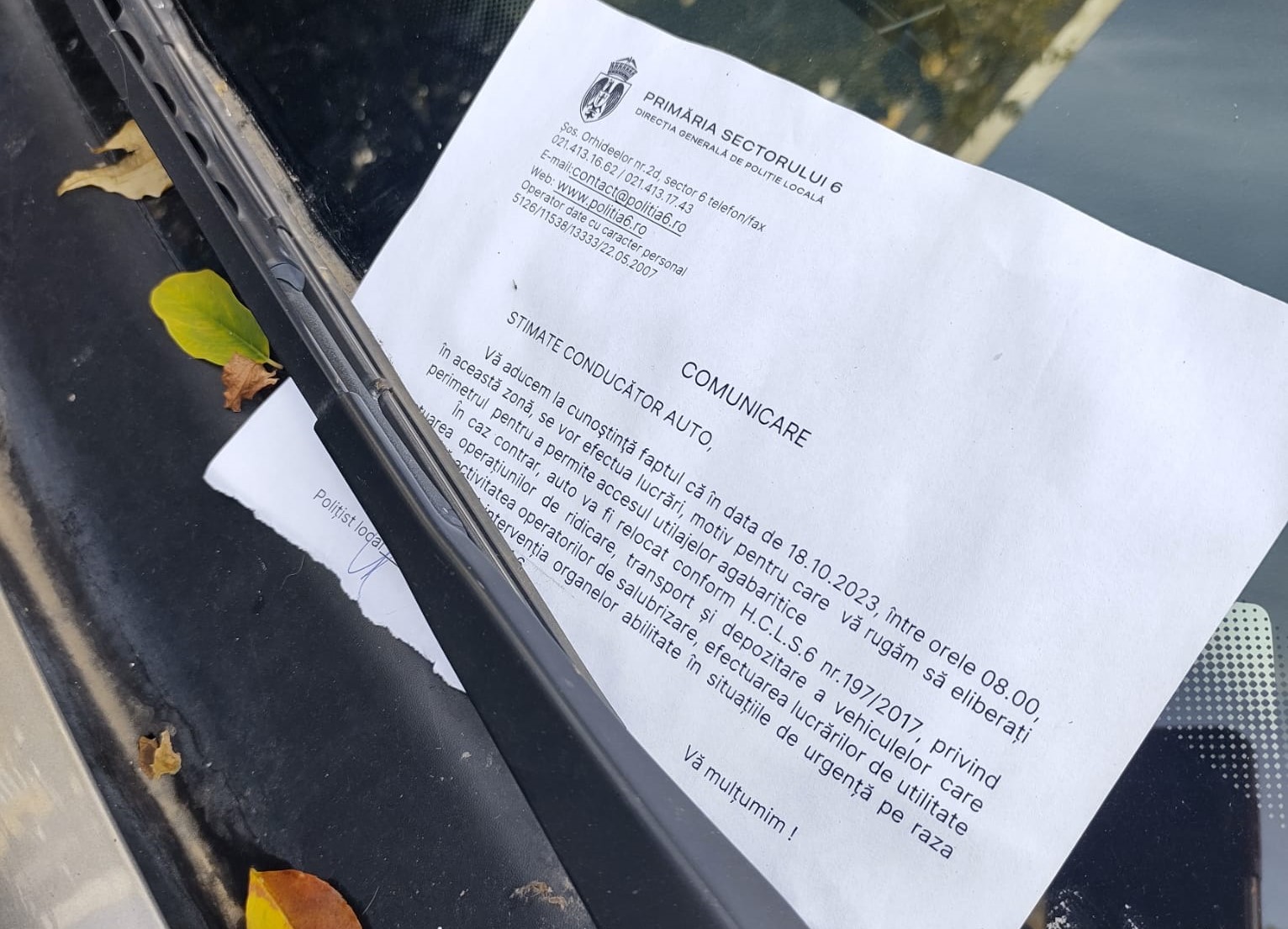 notificare politia locala